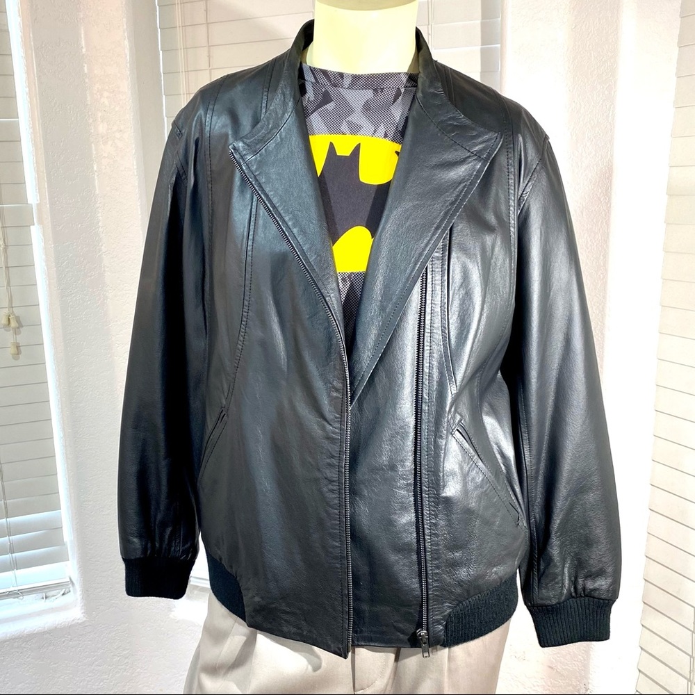 MURAL men leather jacket black M zipper